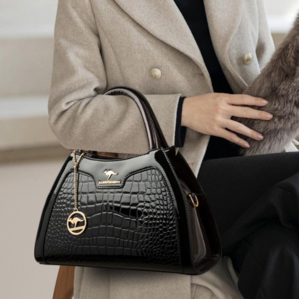 Luxury Patent Leather Handbags for Women Designer Crocodile Pattern Women's Shoulder Crossbody Bag Hobos Ladies Messenger Bags