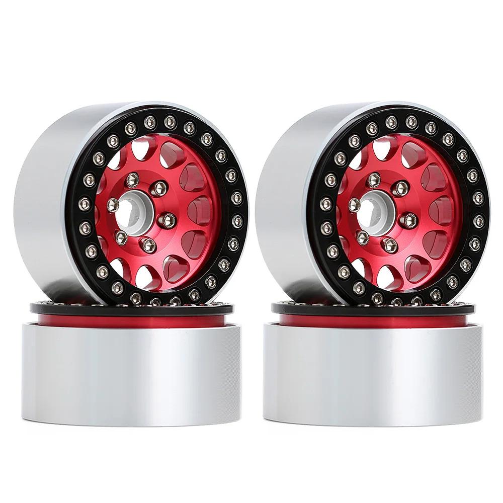 Injora 4Pcs Cnc Aluminum Alloy 1.9 Beadlock Wheel Rim For 1/10 Rc Crawler Car Axial Scx10 90046 Axi03007 Trx4 Vs4-10 Redcat Gen8