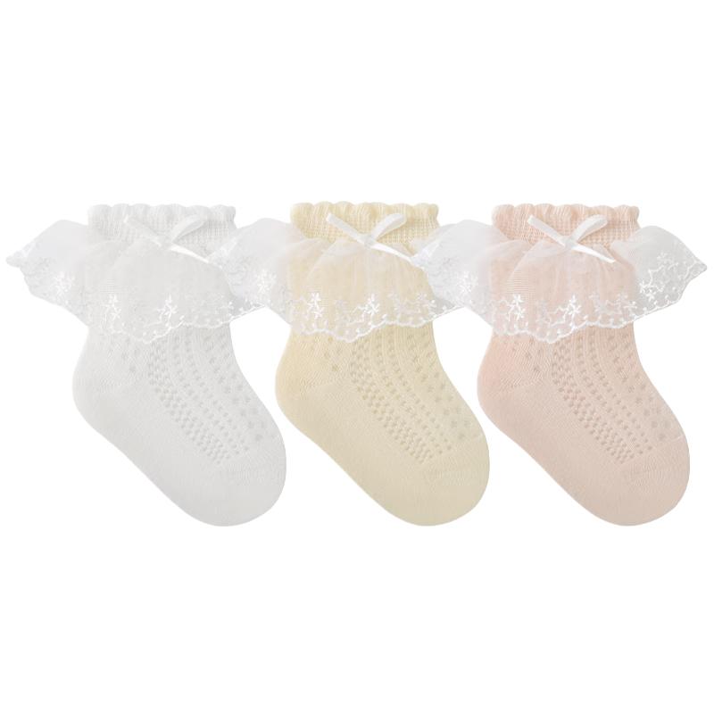 

Babyprints Girls Mesh Lace Princess Socks 3-Pack XL