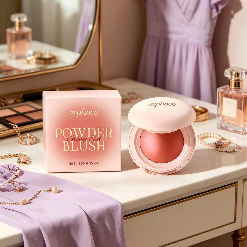 Zephoco Powder Blush Brighten for Mature Skin Natural Finish Silky Smooth Formula High Pigment Face Cosmetics Cheek Blush Powder