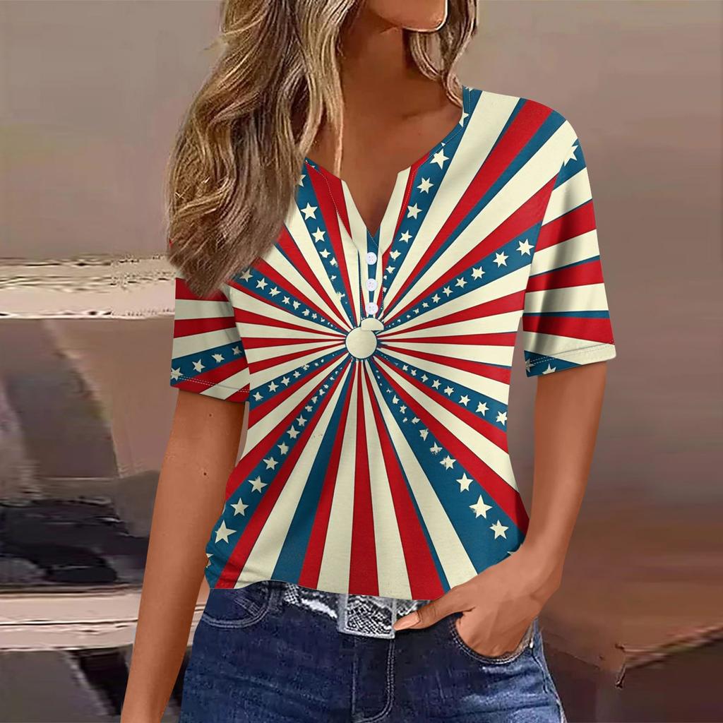 T-shirt da donna T-shirt con stampa Bottoni manica corta Quotidiano fine settimana Moda Basic scollo a V Top regolare