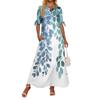 Ladies Casual Fashion Temperament Elegant Waist Patchwork Floral Print Long Dress