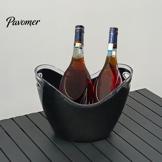 Party Ice Bucket Double Layer Bucket, Long-Lasting Cold Preservation, with Black Handles Drink for Beverage Cocktail Bar Parties Handle