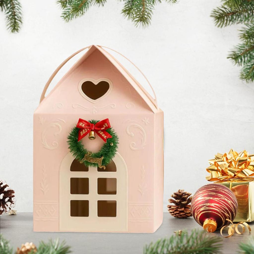 Christmas Cottage Gift Box Cookie Container Multifunctional Christmas Decor Ornament Treat Box for Festival Present Packaging