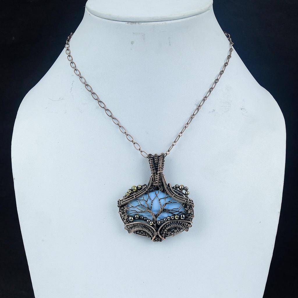 Owyhee Opal Pendant, 999 Copper Wire Wrapped Jewelry, Gemstone Pendant, Gift For Her Handmade Dainty Jewelry