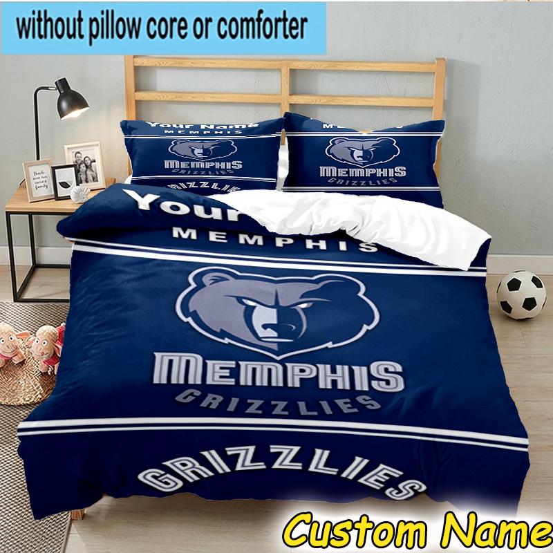 3pcs Custom Name City Grizzlies Bear Logo Bedding Set Includes 1 Duvet Cover & 2 Pillowcases for All Seasons Dormitory Home Decor Christmas gifts