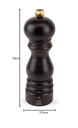 Peugeot Pepper Mill, Wooden, Adjustable Coarseness, 23g Capacity, 18cm, Manual, Made in France, Paris U-Select, Chocolate, 23461