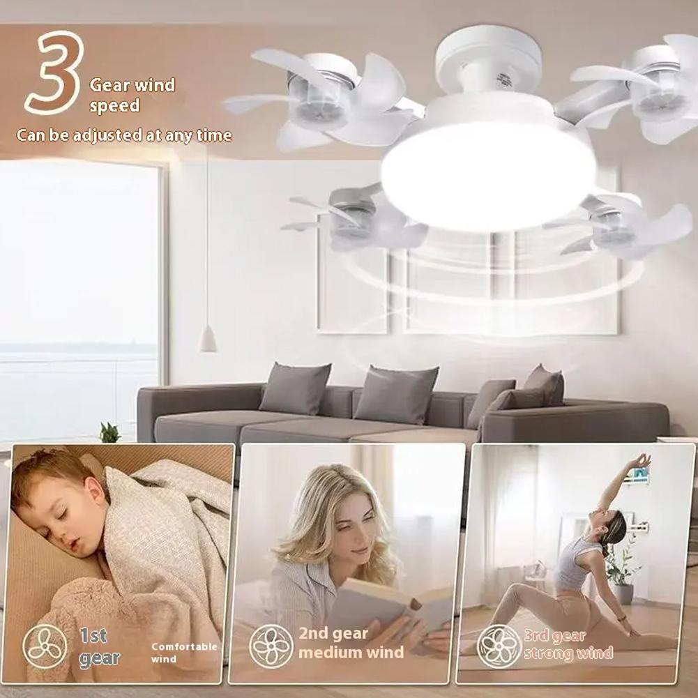 E27 Multifunctional Flower Shaped Ceiling Fan Light with Remote Energy Saving Suitable for Living Room Study Home