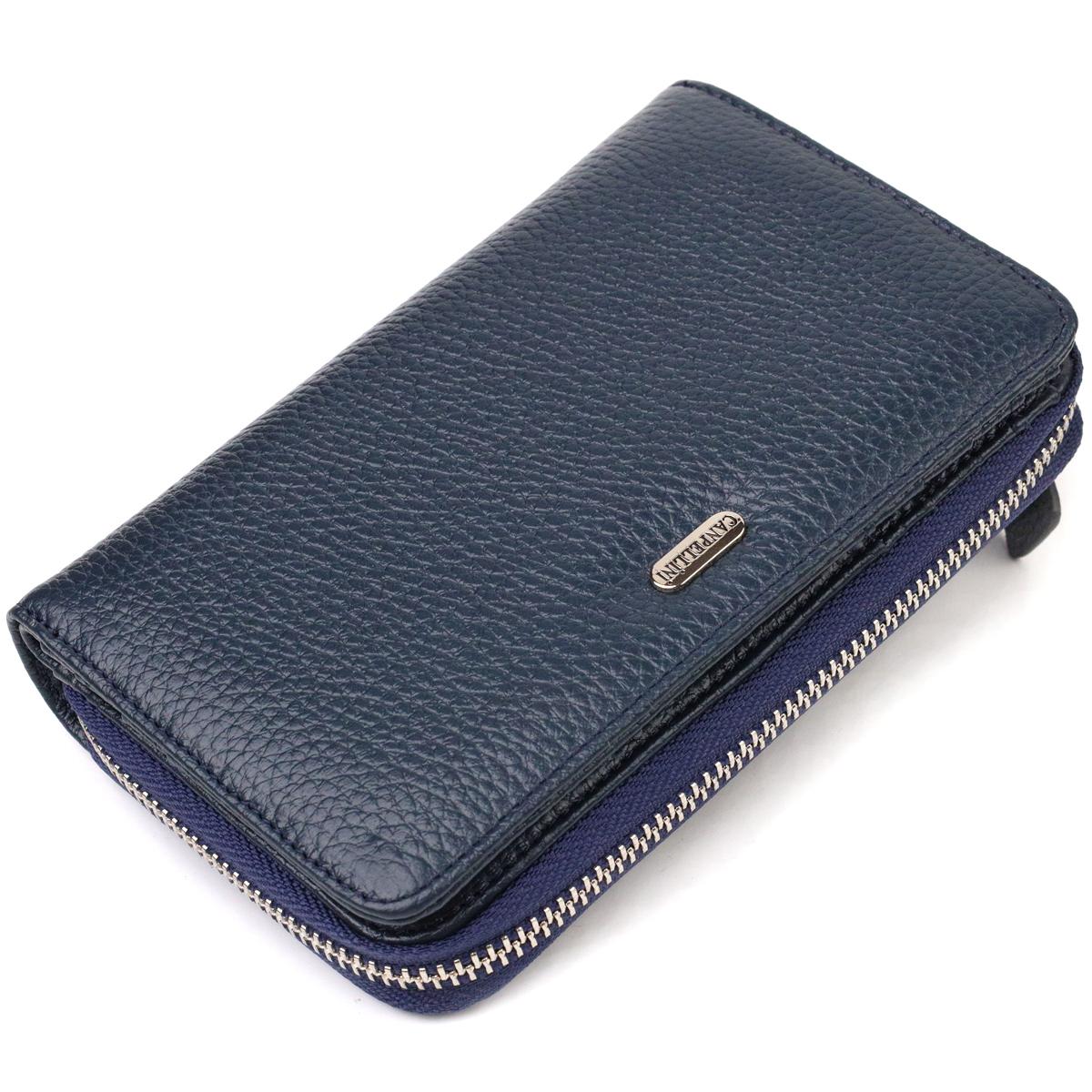 

Практичний жіночий портмоне середнього розміру з натуральної шкіри CANPELLINI 21715 Синій