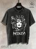 Medusa Pattern Washed Tshirt 100 Machine Washable Seasonal Top For Everyday Wear Scenes Dark Street Style Personalized Medusa Print Apparel