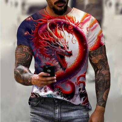 Man Streetwear Dragon Printed 3D Short Sleeve Summer Men's Hip Hop T-shirt Casual Clothing Harajuku O-Neck Top