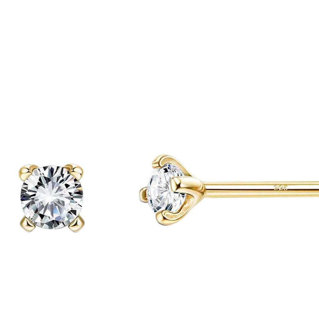 S925 Sterling Silver Diamond Stud Earrings for Women, Minimalist & Petite, Sleep-Friendly, Perfect for Piercings