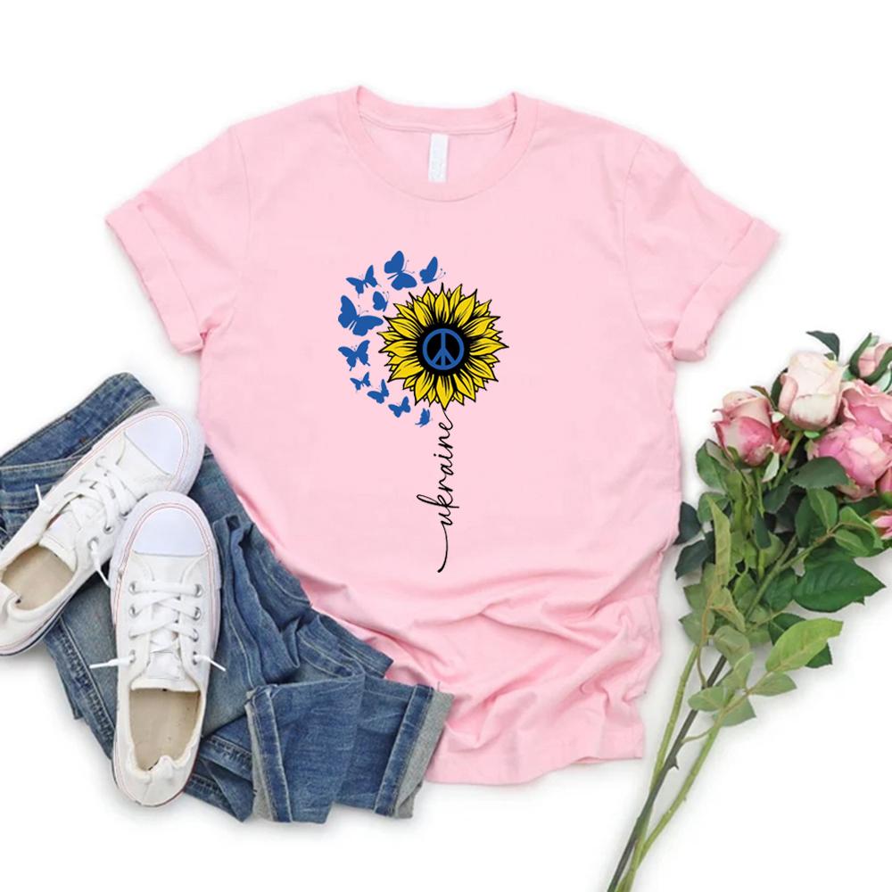 Sunflower Ukraine T-Shirt Ukraine Tee Women Short Sleeve Graphic T Shirts Streetwear Casual Round Neck T-shirts Women Clothing