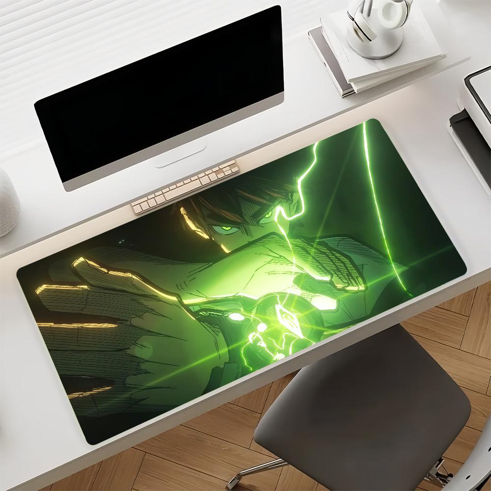 Large Gaming Desk Mat Antislip Mouse Pad with Stitched Edges Edgy Green Lightning Anime Art Design for All Gamers  Office