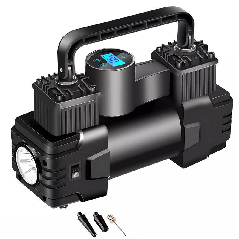 

12 В 150 фунтов на квадратный дюйм электрический насос для накачивания шин с манометром автоматический надувной насос двухцилиндровый сверхмощный насос для накачивания шин со светодиодной подсветкой