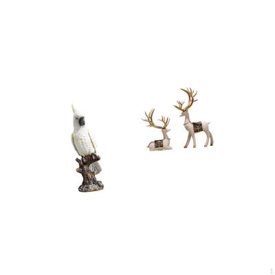 Resin Parrot And Reindeer Animal Sculpture Figurine Indoor Decorative Ornament for Desk Table