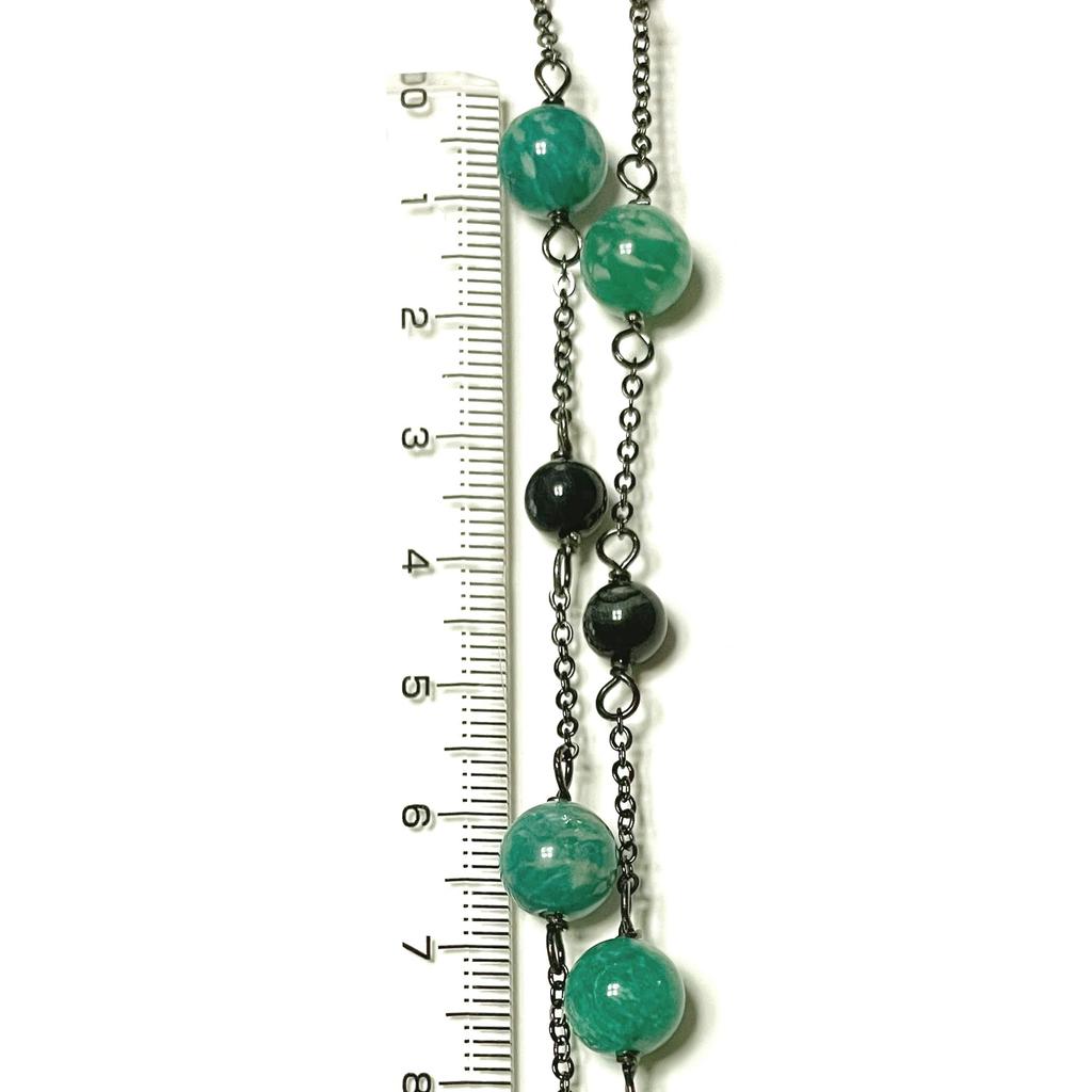 Blue Tiger Eye and Russian Amazonite Long Tiger Eye and Natural Power AC316 [Cherry] Necklace, Amazonite, Stone, Stone,