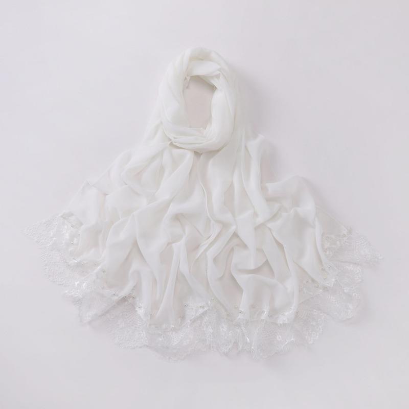 Eyelash Lace Chiffon Scarf With Beads For African Women