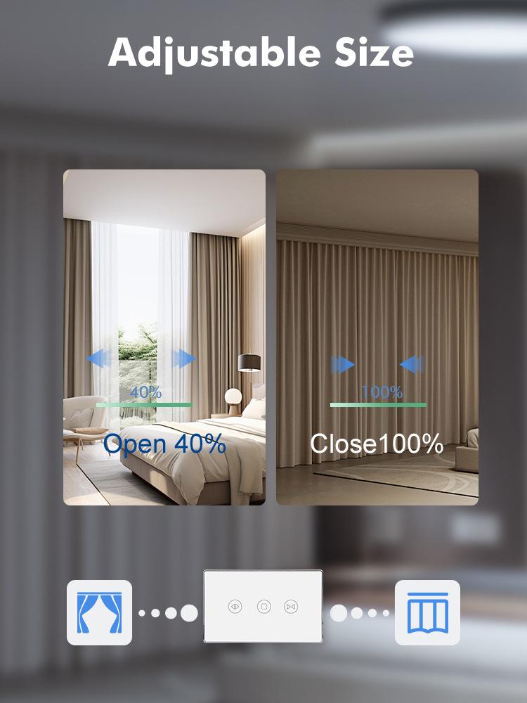 Zigbee Smart Curtain Switch with Alexa Voice Control, Touchscreen, Aluminum Frame & App Timing