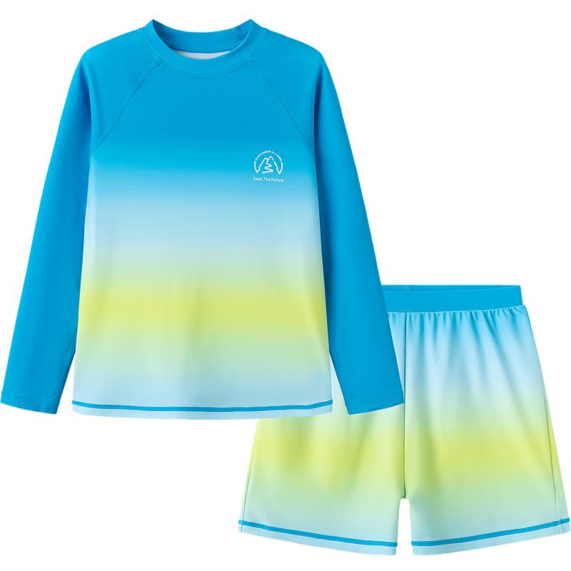 Balabala Boys Long Sleeve Sun Protection Rashguard Swimsuit Set 140