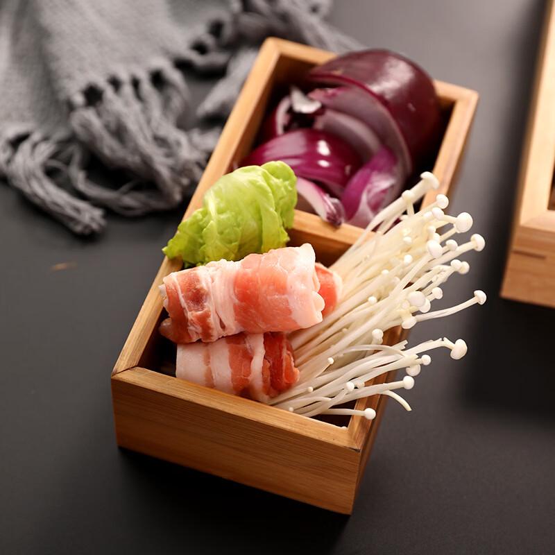 ZISIZ Bamboo Divided Serving Tray for Hot Pot