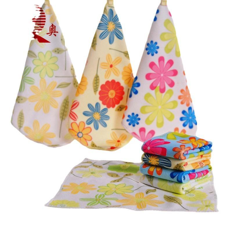 Microfiber Heat Transfer Flower Square Towel Soft Absorbent Children's Hand Towel Cleaning Towel