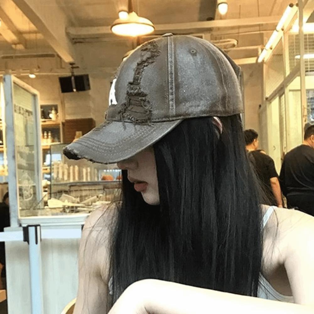 Vintage Holes Peaked Cap Embroidery Snapback Cap American Letter Baseball Hat  Spicy Girls