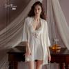 Women's Silky Satin Lace Deep V Padded Cami Dress with Robe Lounge Set