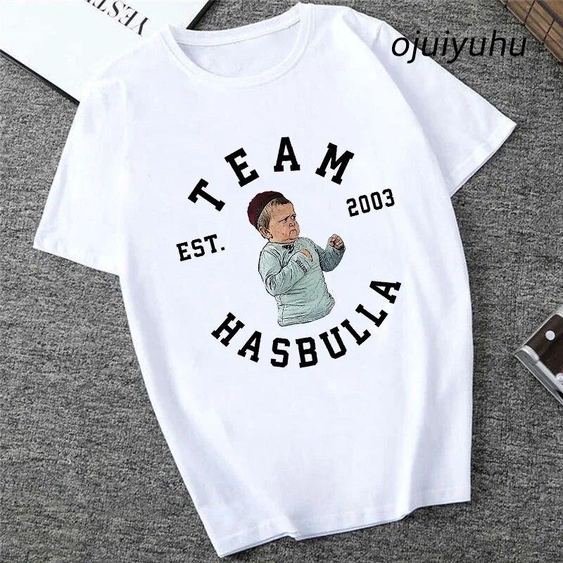 Team Hasbulla Shirt 2024 Damen Kawaii Grafik Hasbulla T-Shirt Unisex Grunge Lustiges Cartoon T-Shirt Mode Niedliche Oberteile Unisex 90er