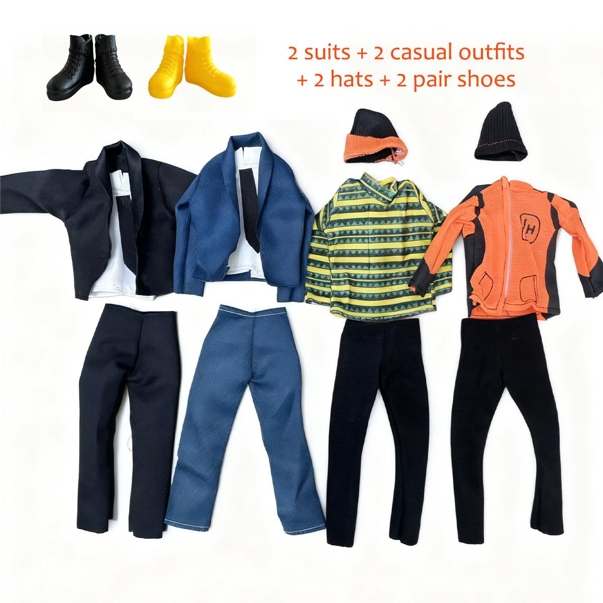 

8-Piece Business Men s Suit Casual Snow Clothes 2 Hats 2 Shoes Doll Clothes Accessory Set Fashion DIY Toy for 30cm Male Dolls