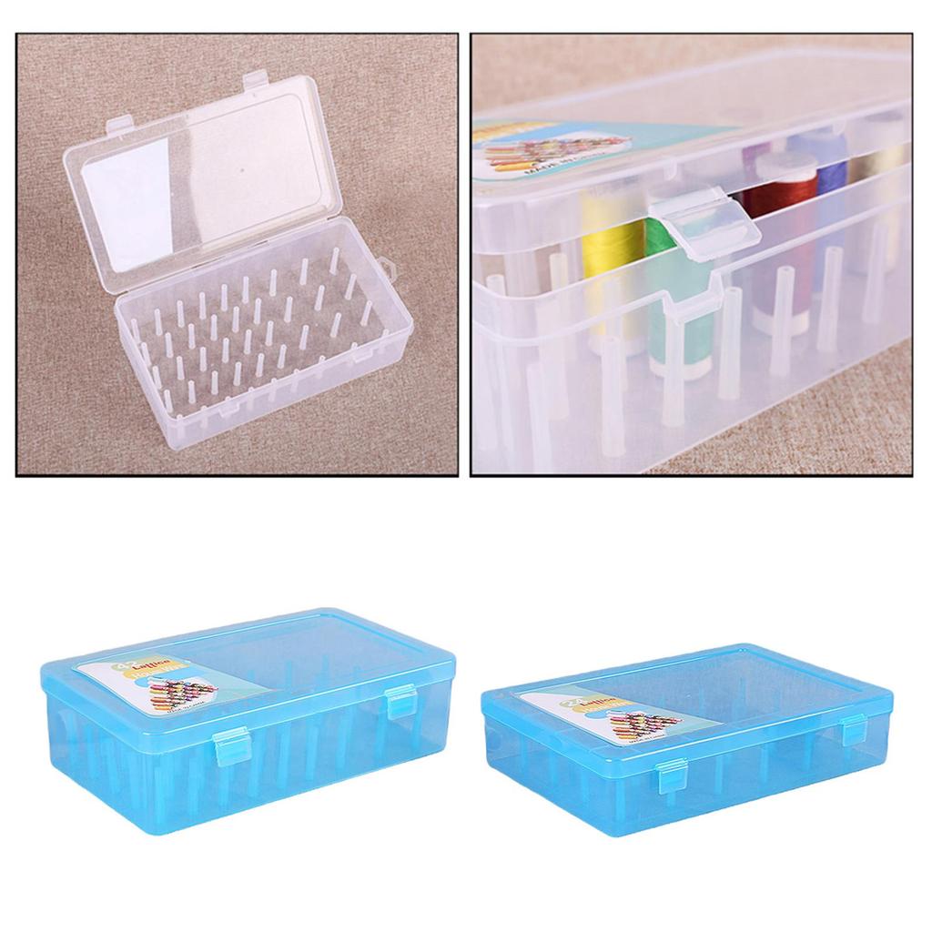 Solid Empty Sewing Thread Storage Box Sew Craft Organiser Case Holder Dustproof 42 Pillars Embroidery Spools Organizer