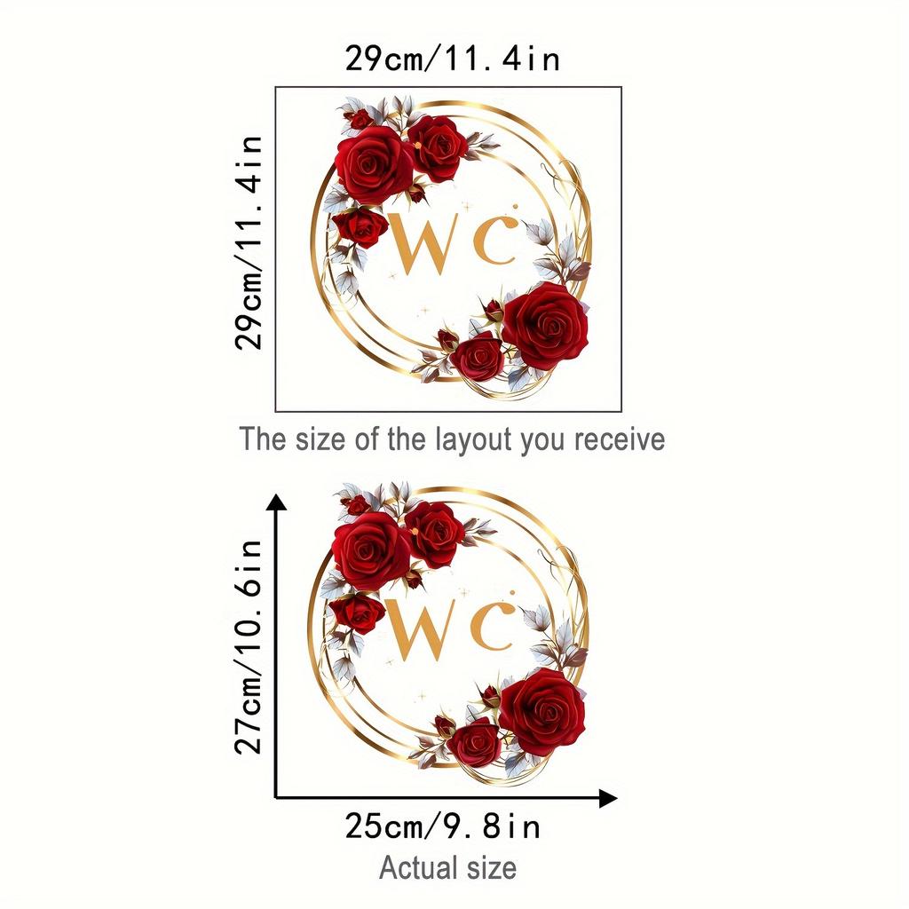 1pc of Red Rose Wall Sticker, Floral Wall Decor with a Rose Wreath, Vinyl Wall Art for Bathroom And Entrance Decoration