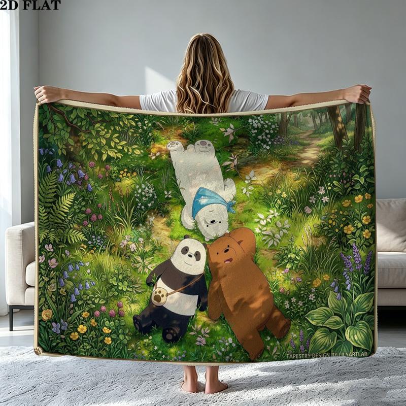 We Bare Bears Print Flannel Blanket High Quality Warm Comfortable Cover for All Seasons Perfect for Gifts Home Decor