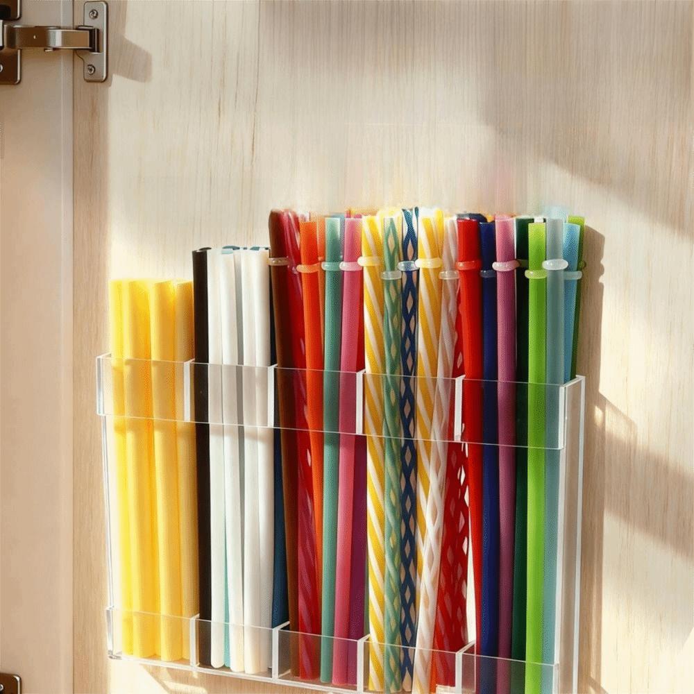 No Drilling Drinking Straw Holder Organizer Cabinet Door Storage Container  Restaurant Application