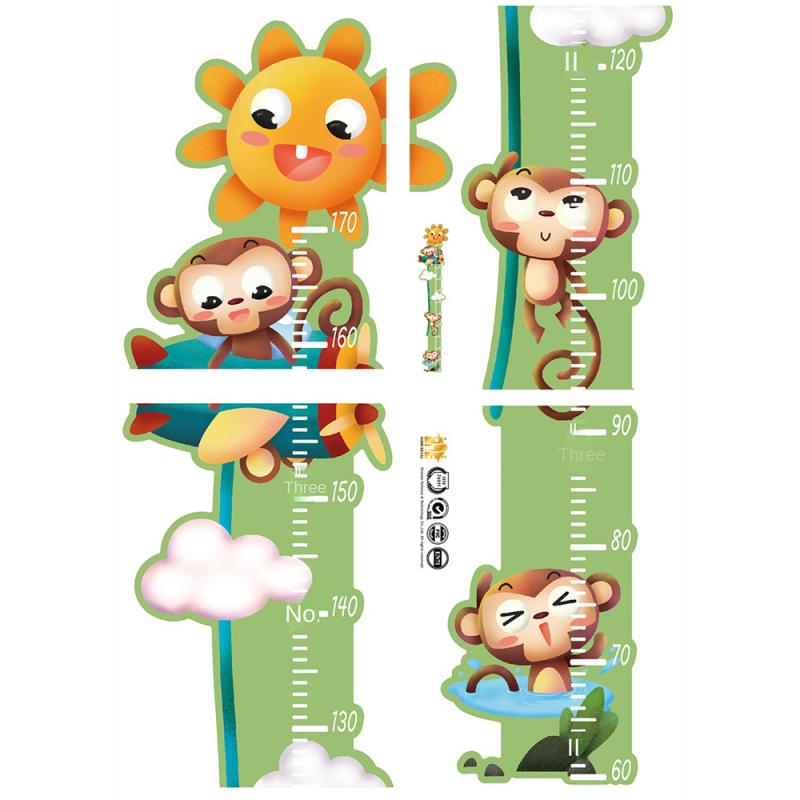 Cartoon Animal Cat Height Measurement Wall Sticker Height Growth Diagram Of Tropical Leaves Wall Sticker Vinyl Wallpaper