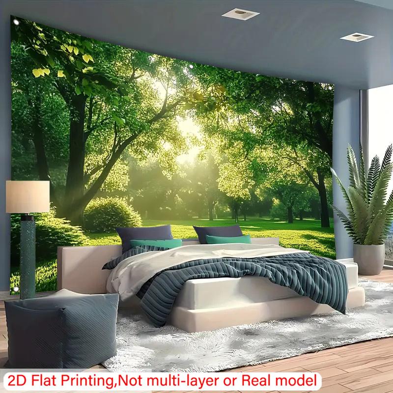 2D plane 1 piece of dense forest. Background fabric for living room and bedroom courtyard party venue