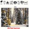 2D Christmas Snowy Forest Backdrop Warm Lights Photography Background