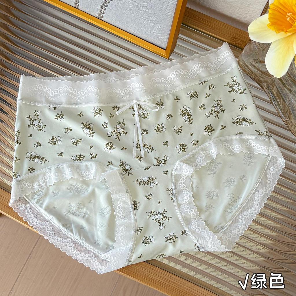 Sweet Floral Lace Trim Panties for Girls: Comfortable, Breathable, Skin-Friendly, Mid-Rise Briefs with Extended Crotch