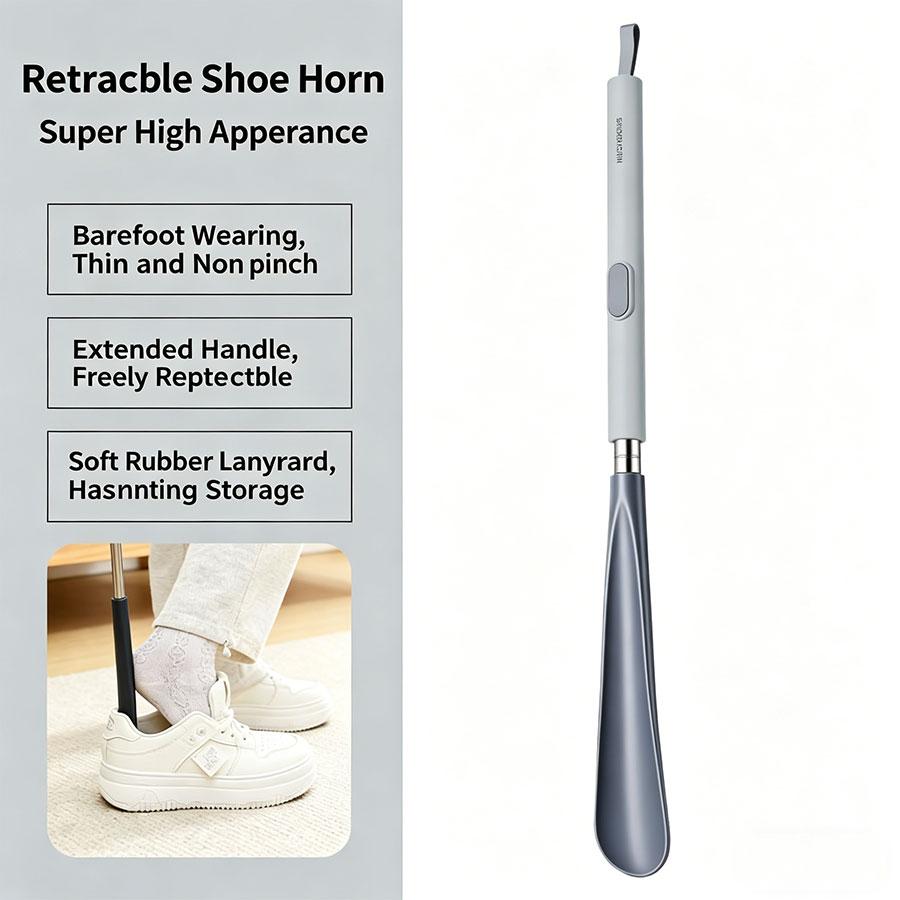 1Pcs Long Handle Stretchable Shoe Horn Portable Durable Household Shoe Puller No Bending Easy Shoe Wearing Tool