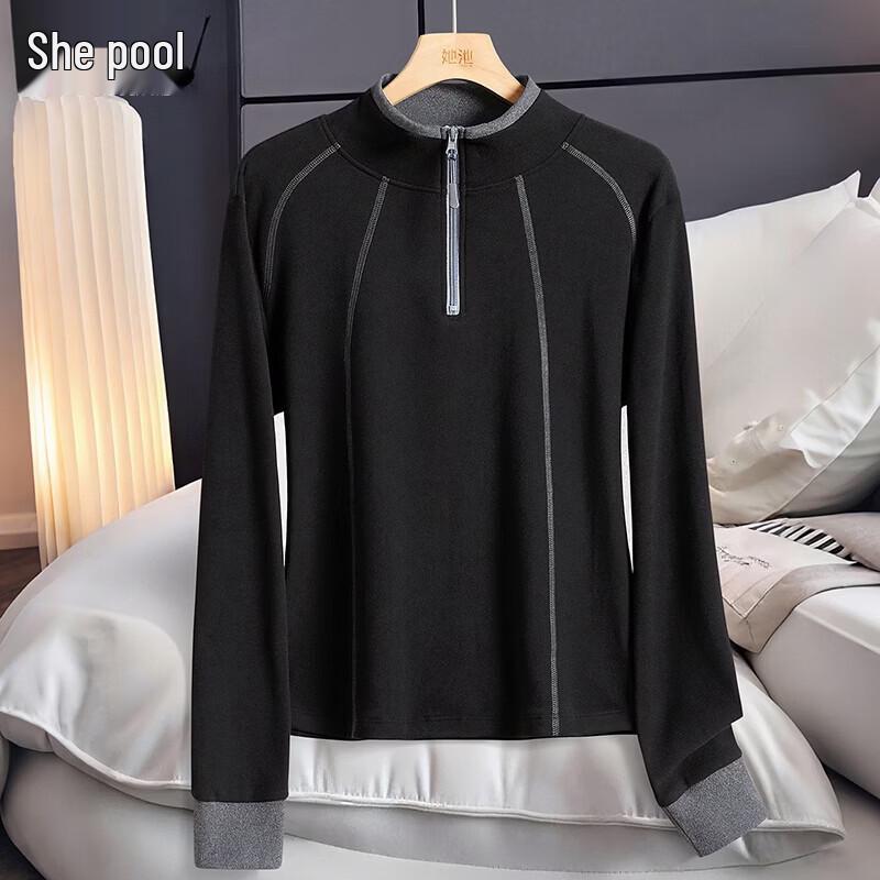 Women s Half-Zip Long Sleeve Spliced Base Layer Top L