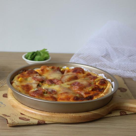 Kulatá nepřilnavá pánev pro pizzu z uhlíkové oceli podnos pro domácí pečení