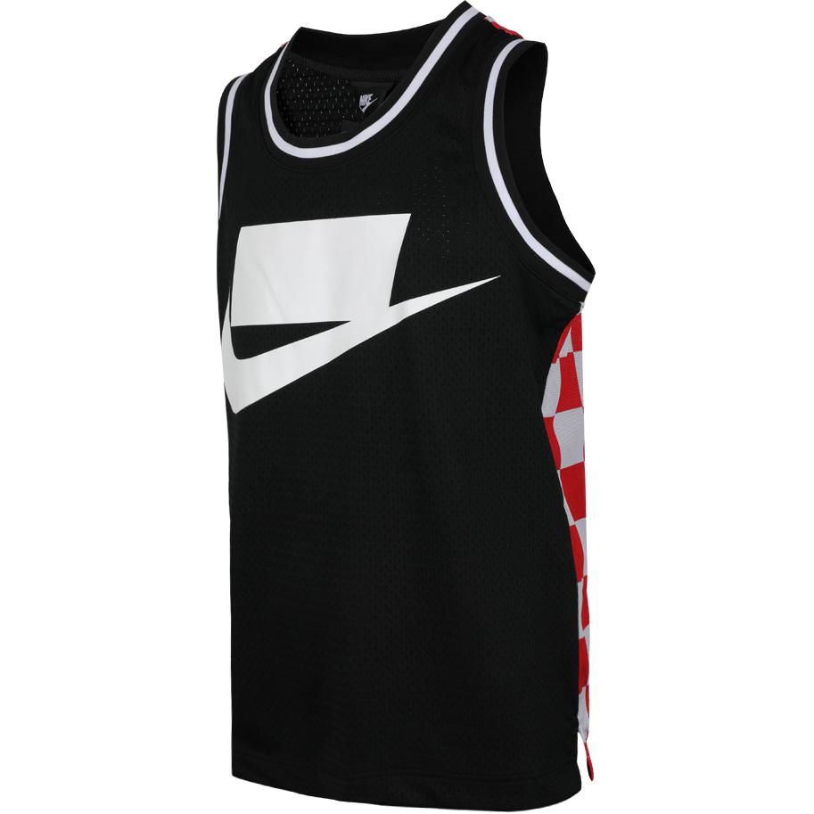 Nike Camiseta sin mangas a cuadros de cuello redondo transpirable para hombre Tops Negro AR1637-010