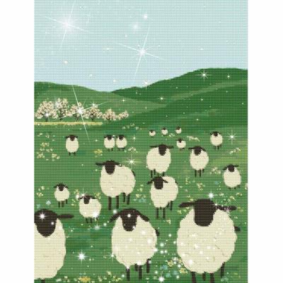5D Diamond Painting Kit. Sheep Grazing In Meadow Diamond Mosaic Craft. Handmade Home Decoration for Living Room and Bedroom