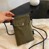 Japanischer Stil Nylon Handytasche Lederriemen Kleine Stoff Umhängetasche Quadratische Handytasche Täglich