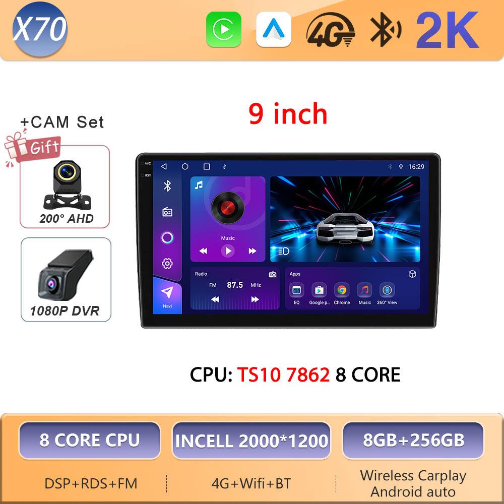 Autoradio Android 16 universel 9/10 pouces, CarPlay, Android Auto, GPS, lecteur multimédia, WiFi, écran QLED, BT 2 DIN