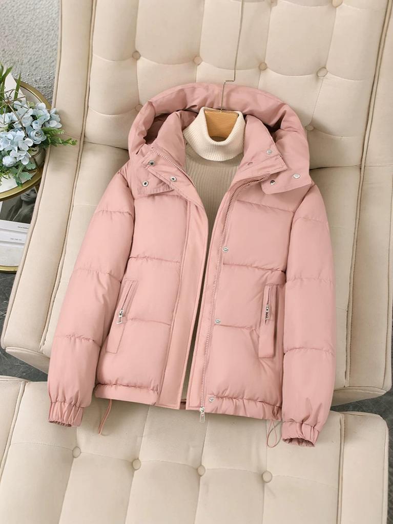 Winter New Women's Fashion Short Down Cotton Clothes Large Size Hooded Meat Covering and Thin Casual Thermal Cotton Jacket Cotton-padded Clothes