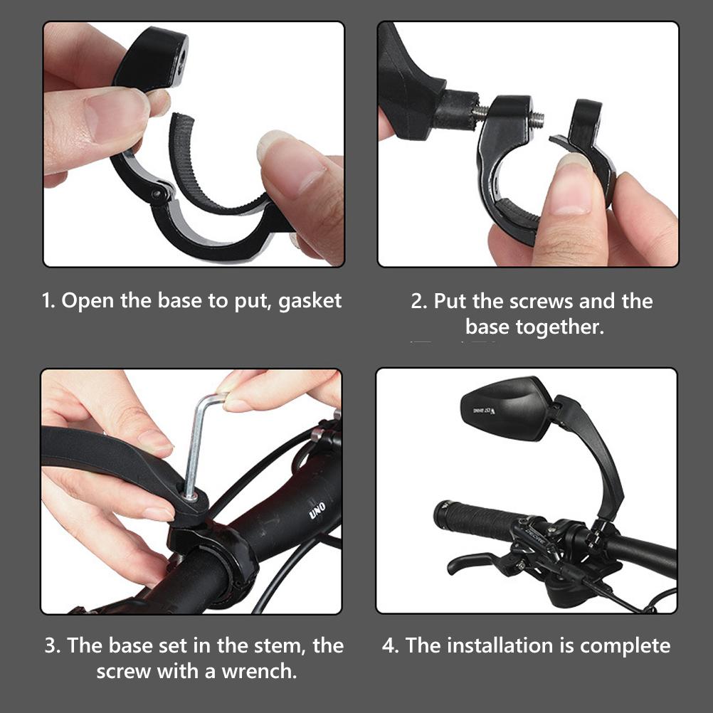 Bike Mirror Handlebar Mount Riding Rearview Mirror Adjustable Rotatable Safety Accessories for Mountain Road Bike Right Black