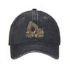 Bagger Grafik Baseballkappe Vintage Gewaschener Denim Verstellbar Outdoor Papa Hut Unisex Lässig