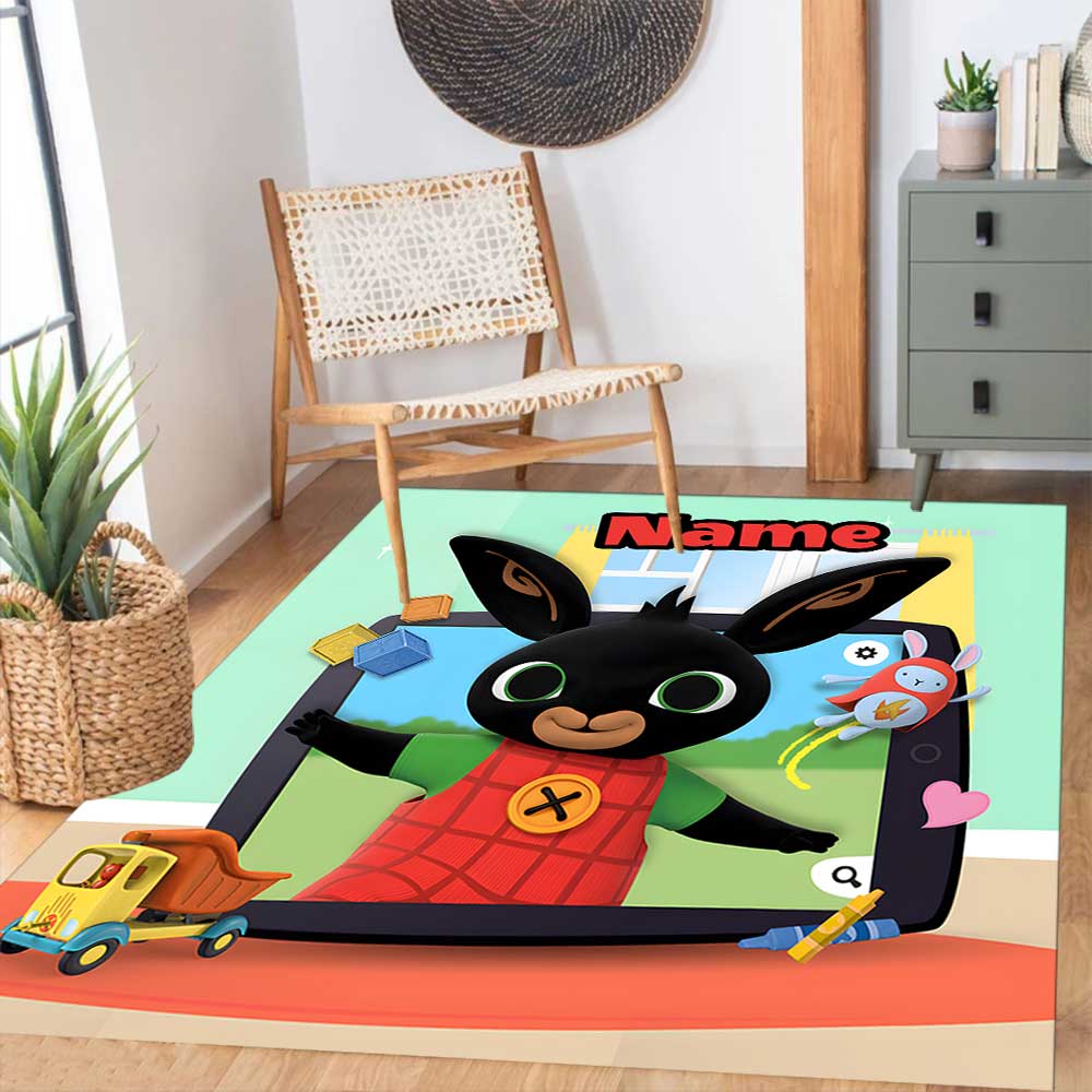 Bunny Customize your name rug, office chair cushion, home bedroom living room gift.