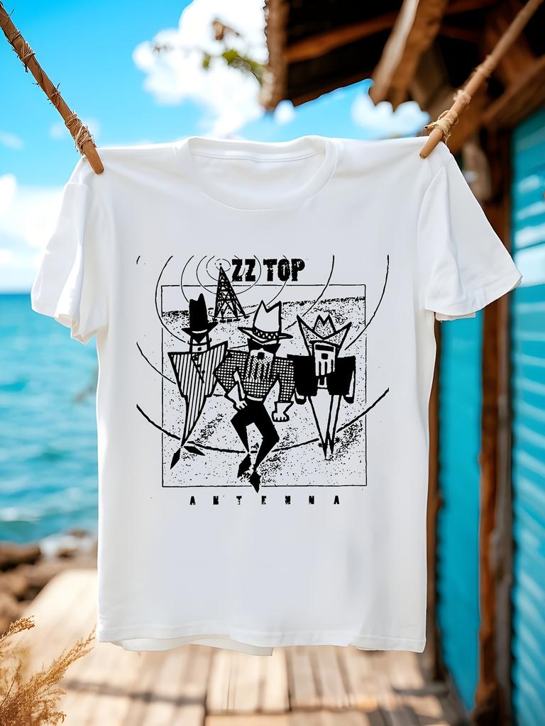 ZZ Top Antenna Graphic Tshirt for Men Black Casual Round ...